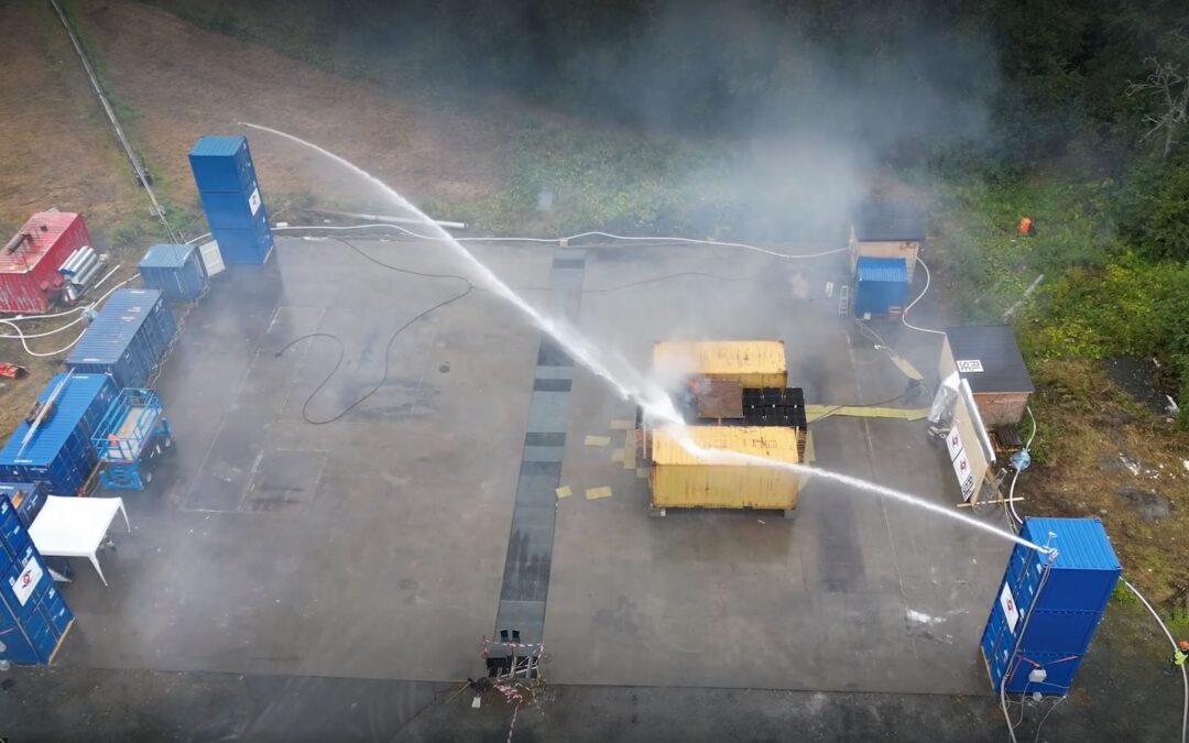 LASH FIRE Large-scale fire monitor tests –  Simulating a fire in a freight truck trailer when transported on a weather decks